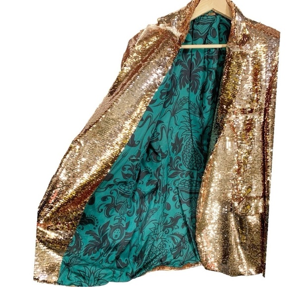 Any Old Iron Absolut Elyx Copper Sequin Blazer Jacket Size Large - Picture 9 of 13